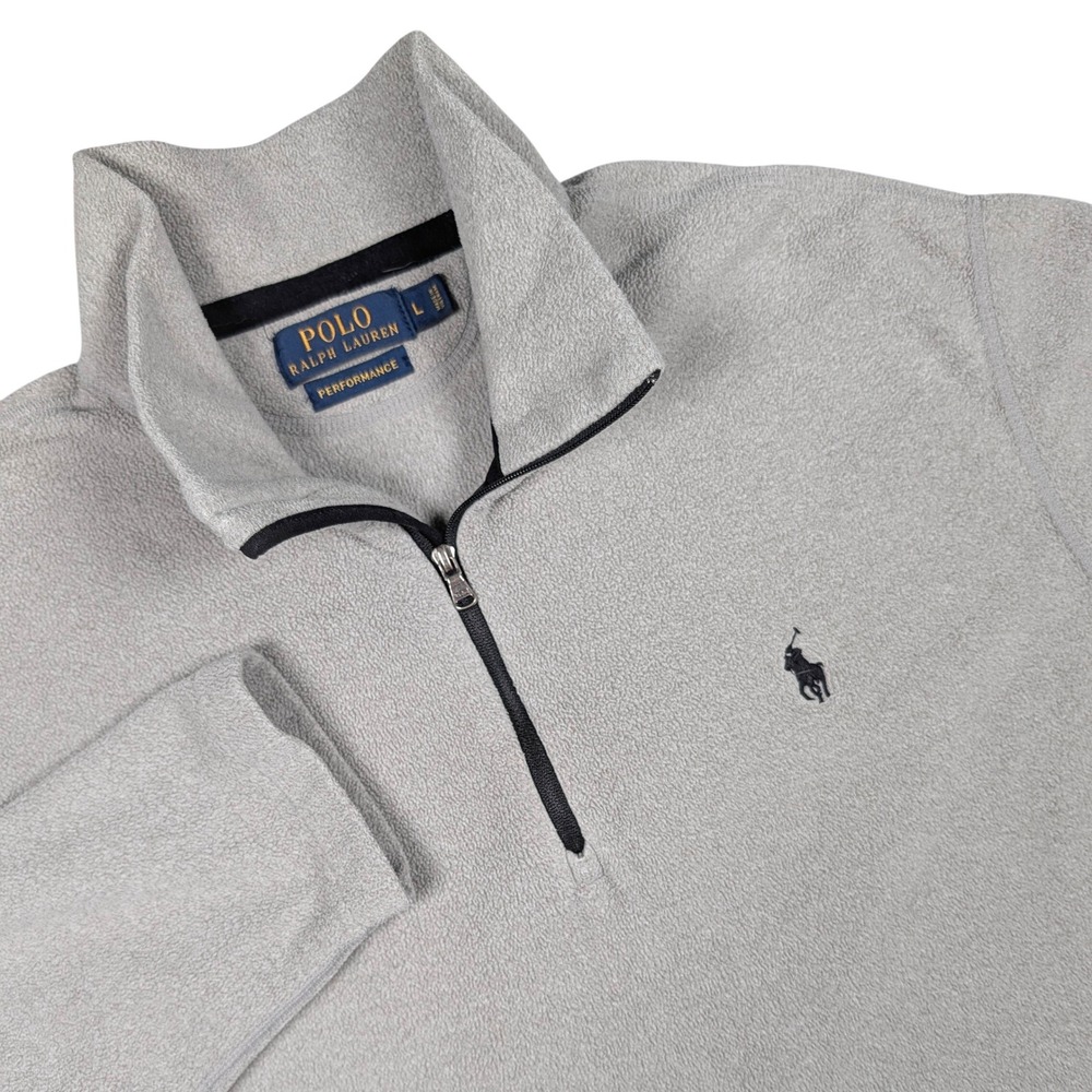 Polo Ralph Lauren Fleece Pullover Mens Large Gray Performance 1/4 Zip Pony Logo